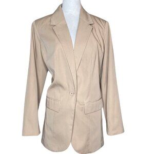Denim 24/7 Women's Beige Classic Fit Blazer Single Breasted Career Office 12W